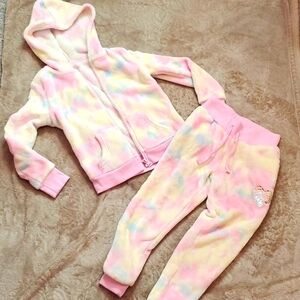 💜 2/$10 Wonder Nation Tie Dye Teddy Fleece Jogger and Sweater Set